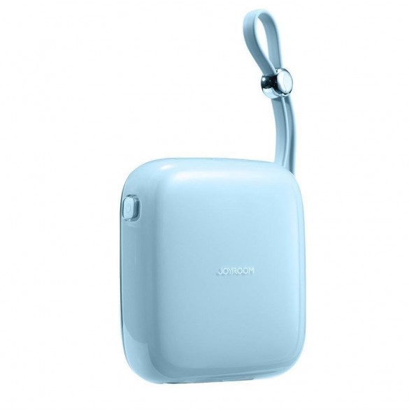 Joyroom powerbank 10000mAh Jelly Series 22,5W med inbyggd USB C-kabel blå (JR-L002)