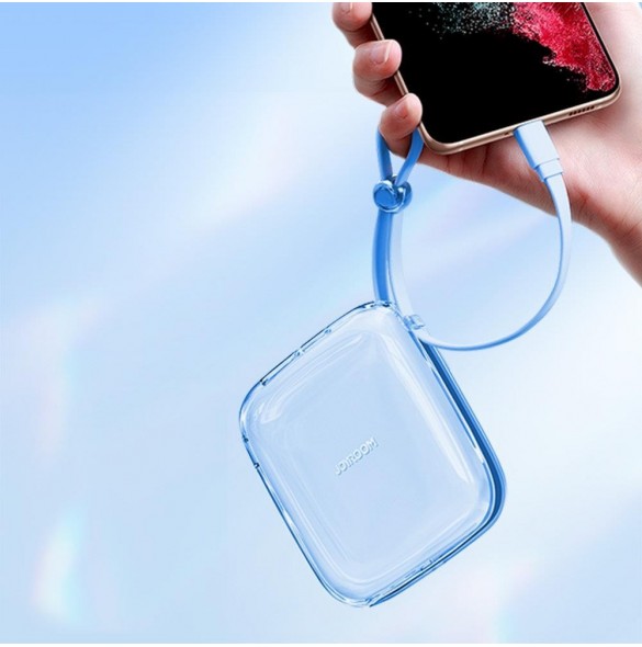 Joyroom powerbank 10000mAh Jelly Series 22,5W med inbyggd USB C-kabel blå (JR-L002)