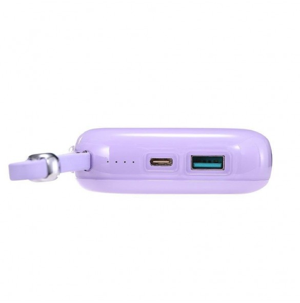 Joyroom powerbank 10000mAh Jelly Series 22,5W med inbyggd USB C-kabel lila (JR-L002)