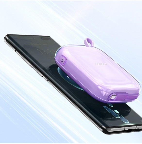 Joyroom powerbank 10000mAh Jelly Series 22,5W med inbyggd USB C-kabel lila (JR-L002)