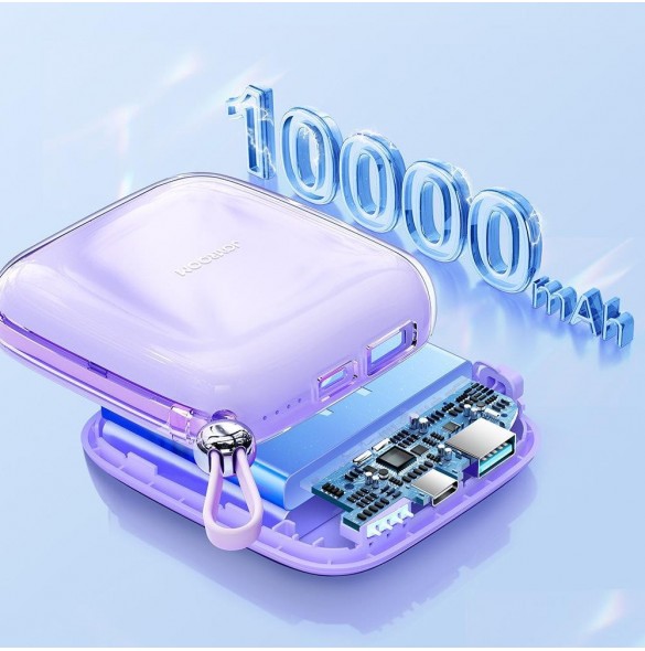 Joyroom powerbank 10000mAh Jelly Series 22,5W med inbyggd USB C-kabel lila (JR-L002)