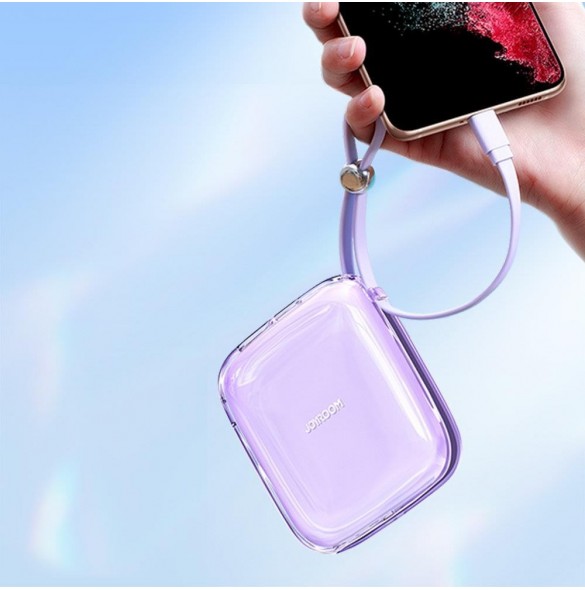 Joyroom powerbank 10000mAh Jelly Series 22,5W med inbyggd USB C-kabel lila (JR-L002)