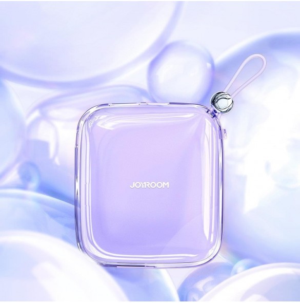 Joyroom powerbank 10000mAh Jelly Series 22,5W med inbyggd USB C-kabel lila (JR-L002)