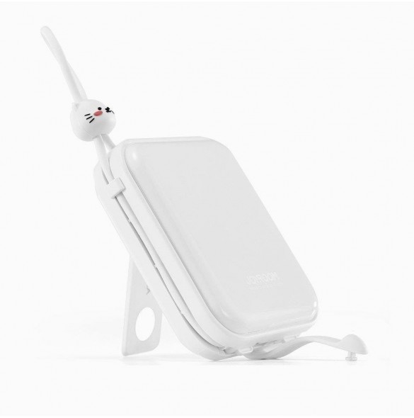 Joyroom powerbank med USB C och Lightning-kablar och stativ Cutie Series 10000mAh 22,5W vit (JR-L008)
