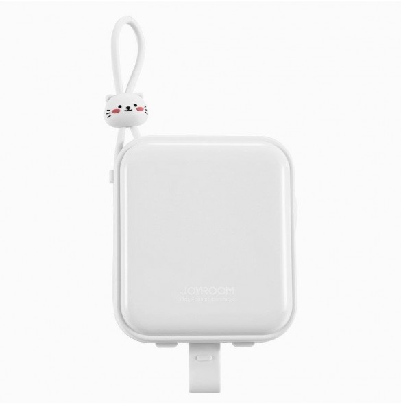 Joyroom powerbank med USB C och Lightning-kablar och stativ Cutie Series 10000mAh 22,5W vit (JR-L008)