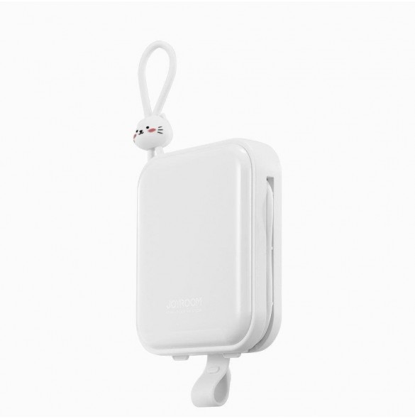 Joyroom powerbank med USB C och Lightning-kablar och stativ Cutie Series 10000mAh 22,5W vit (JR-L008)