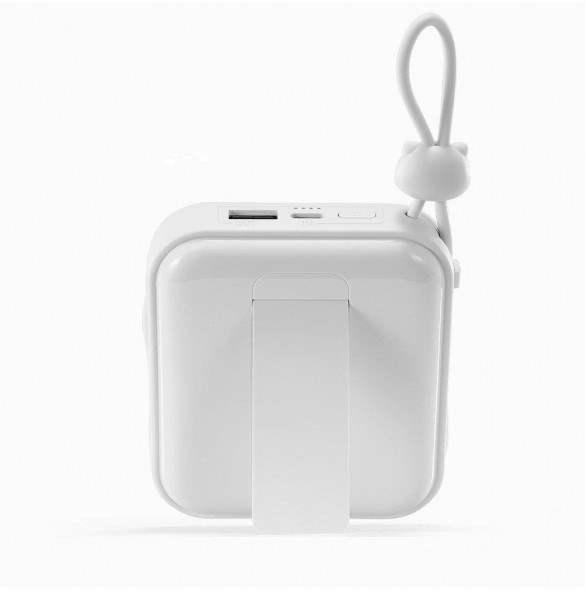 Joyroom powerbank med USB C och Lightning-kablar och stativ Cutie Series 10000mAh 22,5W vit (JR-L008)