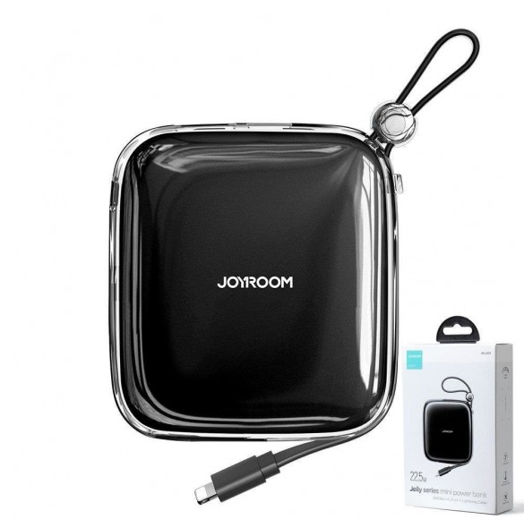 Joyroom powerbank 10000mAh Jelly Series 22,5W med inbyggd Lightning-kabel svart (JR-L003)