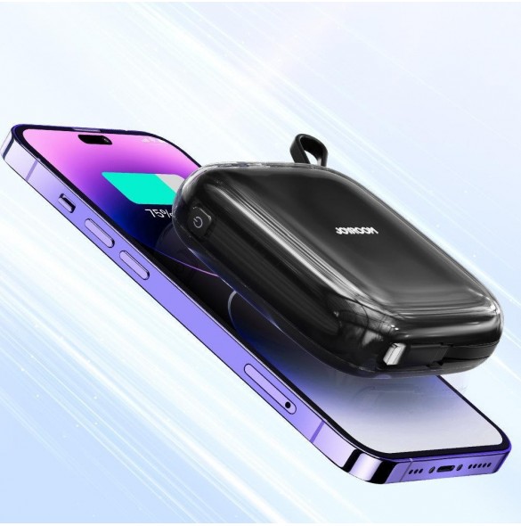 Joyroom powerbank 10000mAh Jelly Series 22,5W med inbyggd Lightning-kabel svart (JR-L003)