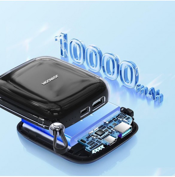 Joyroom powerbank 10000mAh Jelly Series 22,5W med inbyggd Lightning-kabel svart (JR-L003)