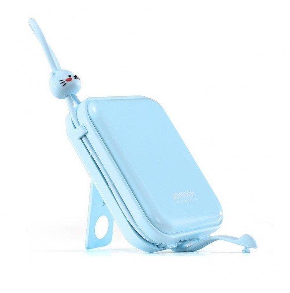 Joyroom powerbank med USB C och Lightning-kablar och stativ Cutie Series 10000mAh 22,5W blå (JR-L008)