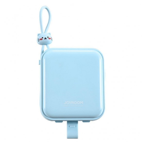 Joyroom powerbank med USB C och Lightning-kablar och stativ Cutie Series 10000mAh 22,5W blå (JR-L008)