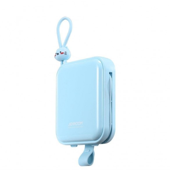 Joyroom powerbank med USB C och Lightning-kablar och stativ Cutie Series 10000mAh 22,5W blå (JR-L008)