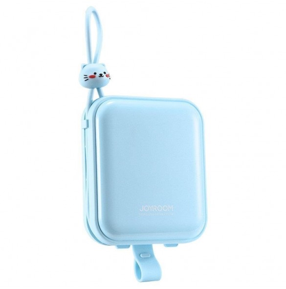 Joyroom powerbank med USB C och Lightning-kablar och stativ Cutie Series 10000mAh 22,5W blå (JR-L008)