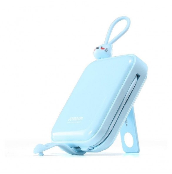 Joyroom powerbank med USB C och Lightning-kablar och stativ Cutie Series 10000mAh 22,5W blå (JR-L008)