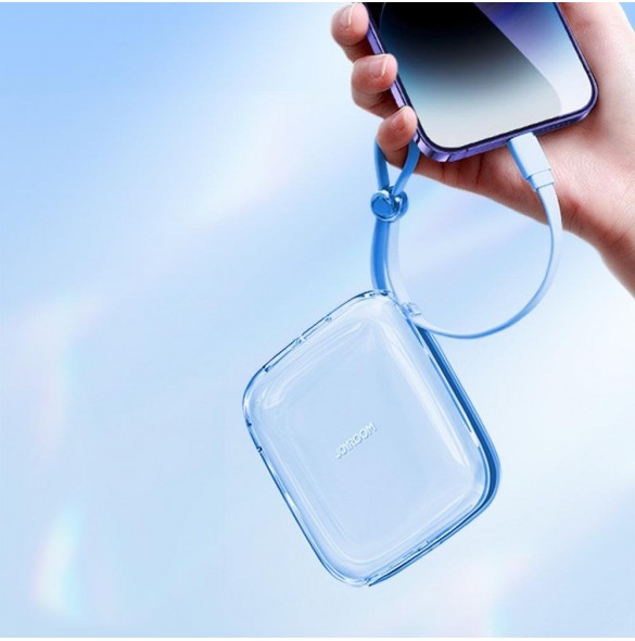 Joyroom powerbank 10000mAh Jelly Series 22,5W med inbyggd Lightning-kabel blå (JR-L003)