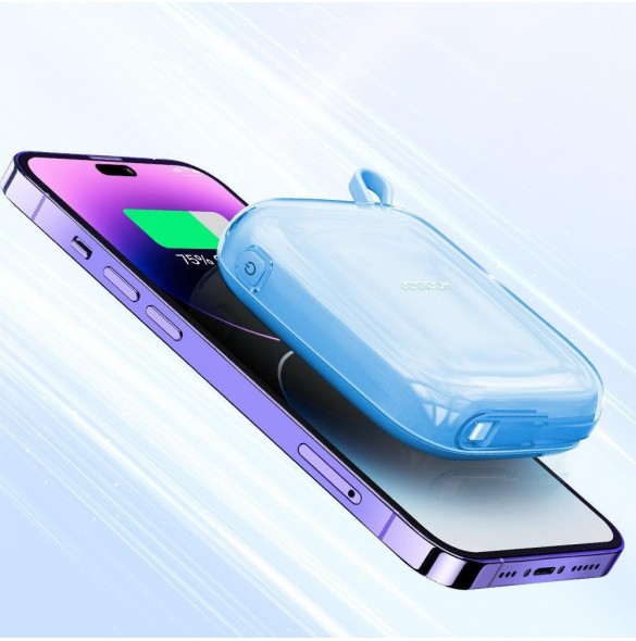 Joyroom powerbank 10000mAh Jelly Series 22,5W med inbyggd Lightning-kabel blå (JR-L003)
