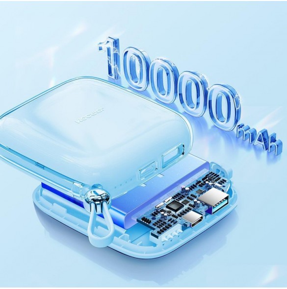 Joyroom powerbank 10000mAh Jelly Series 22,5W med inbyggd Lightning-kabel blå (JR-L003)