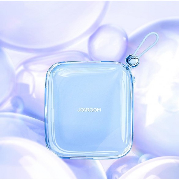 Joyroom powerbank 10000mAh Jelly Series 22,5W med inbyggd Lightning-kabel blå (JR-L003)