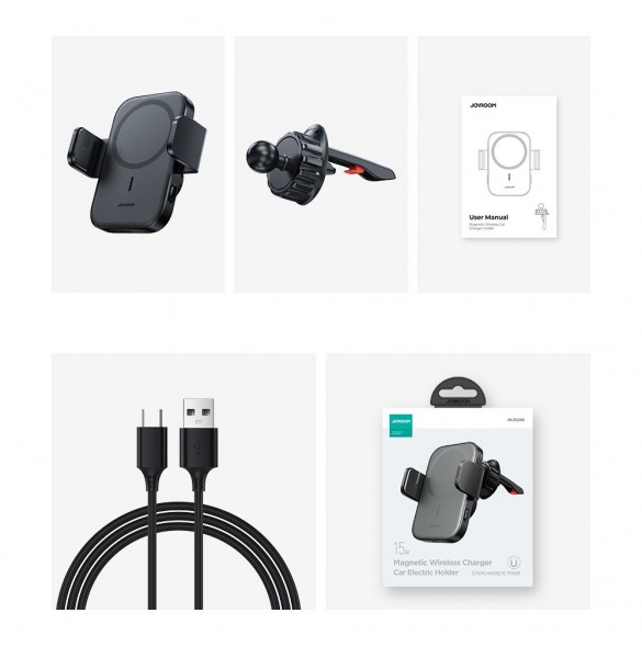 Joyroom Biltelefonhållare med 15W Qi trådlös laddare (MagSafe-kompatibel) för luftventil (JR-ZS295)