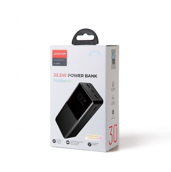 Joyroom powerbank 30000mAh 22,5W PD QC3.0 AFC svart (JR-QP193)