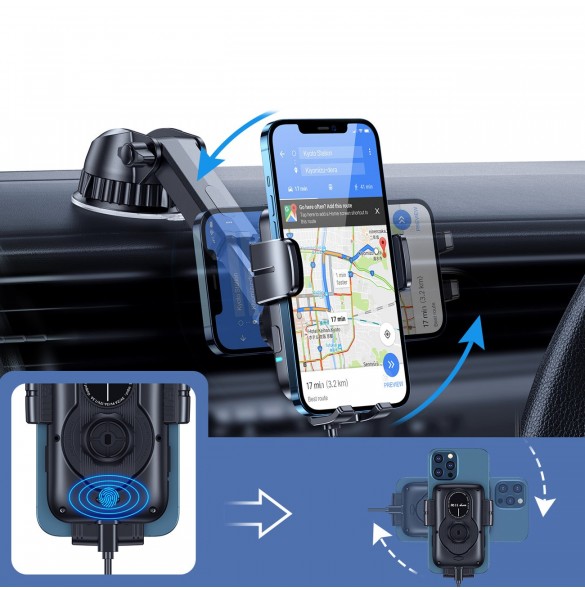 Joyroom Car Electric Qi Trådlös Laddare 15W med Hållare Svart (JR-ZS242)