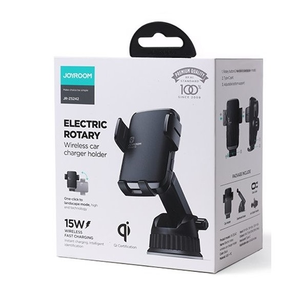 Joyroom Car Electric Qi Trådlös Laddare 15W med Hållare Svart (JR-ZS242)