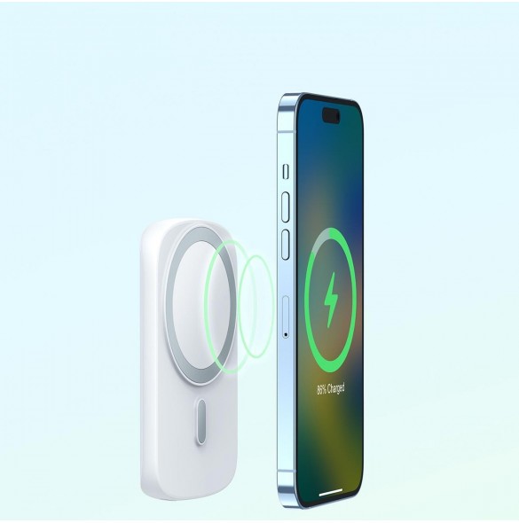 Joyroom induktiv powerbank 6000mAh med ring och stativ upp till 20W vit (JR-W030)
