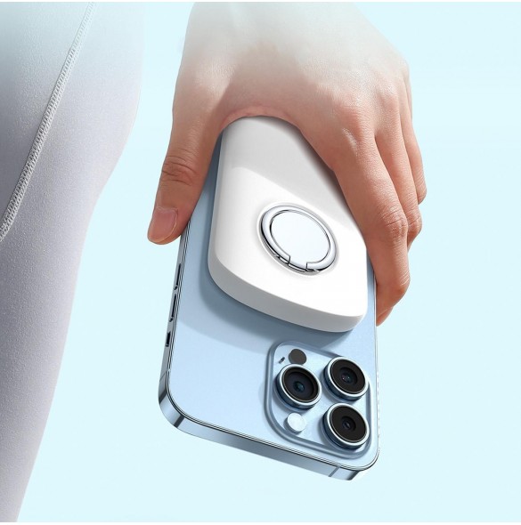 Joyroom induktiv powerbank 6000mAh med ring och stativ upp till 20W vit (JR-W030)