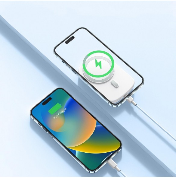 Joyroom induktiv powerbank 6000mAh med ring och stativ upp till 20W vit (JR-W030)