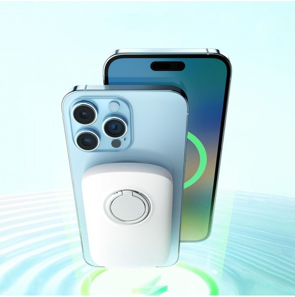 Joyroom induktiv powerbank 6000mAh med ring och stativ upp till 20W vit (JR-W030)