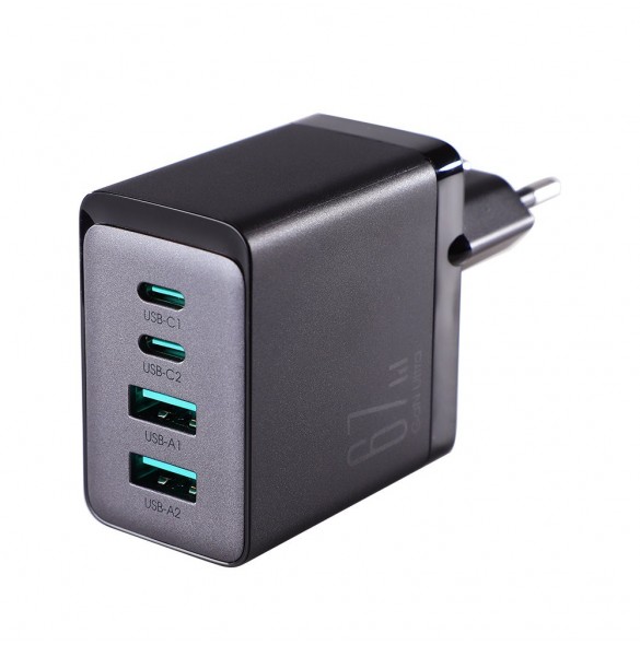 Joyroom laddare GaN 67W 4 portar (2x USB, 2x USB C) svart (TCG02) + kabel USB C - USB C 100W 1,2m