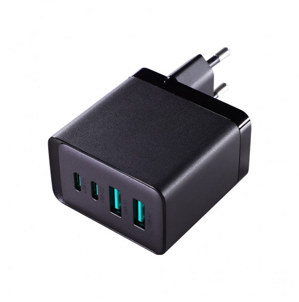 Joyroom laddare GaN 67W 4 portar (2x USB, 2x USB C) svart (TCG02) + kabel USB C - USB C 100W 1,2m