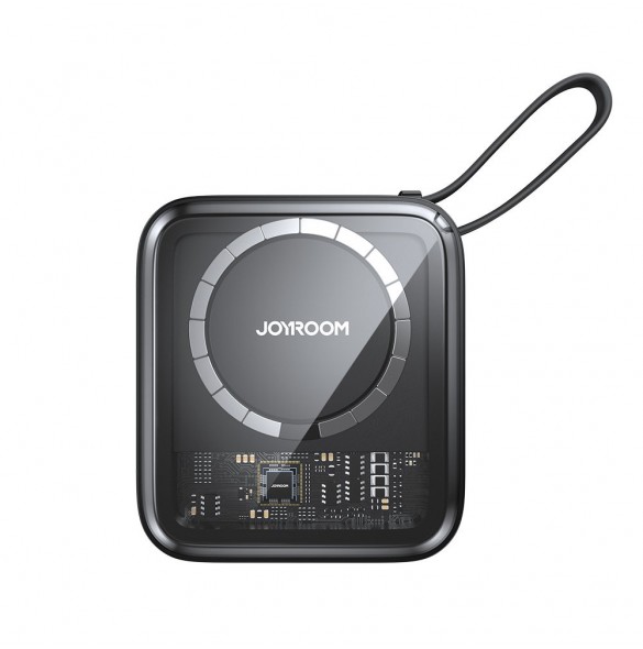 Joyroom induktionsströmbank 10000mAh Icy Series 22,5W med inbyggd Lightning-kabel svart (JR-L007)