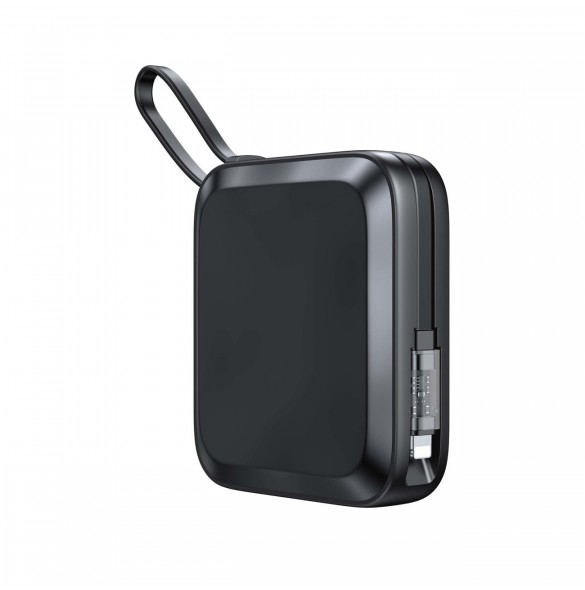 Joyroom induktionsströmbank 10000mAh Icy Series 22,5W med inbyggd Lightning-kabel svart (JR-L007)