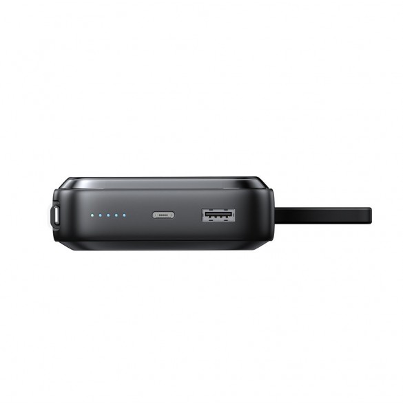 Joyroom induktionsströmbank 10000mAh Icy Series 22,5W med inbyggd Lightning-kabel svart (JR-L007)