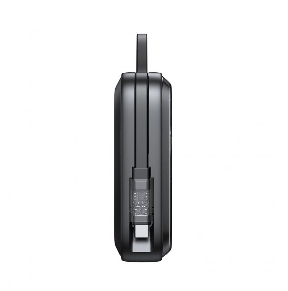Joyroom induktionsströmbank 10000mAh Icy Series 22,5W med inbyggd USB C-kabel svart (JR-L006)