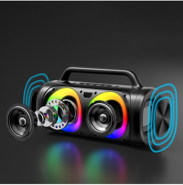 Joyroom 5.1 trådlös bluetooth-högtalare med LED-färgbelysning svart (JR-MW02)