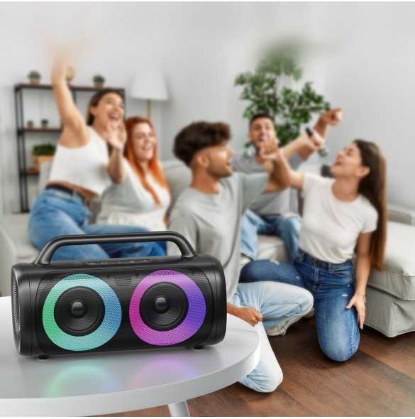 Joyroom 5.1 trådlös bluetooth-högtalare med LED-färgbelysning svart (JR-MW02)