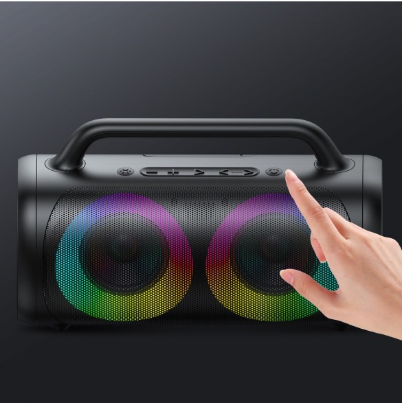 Joyroom 5.1 trådlös bluetooth-högtalare med LED-färgbelysning svart (JR-MW02)