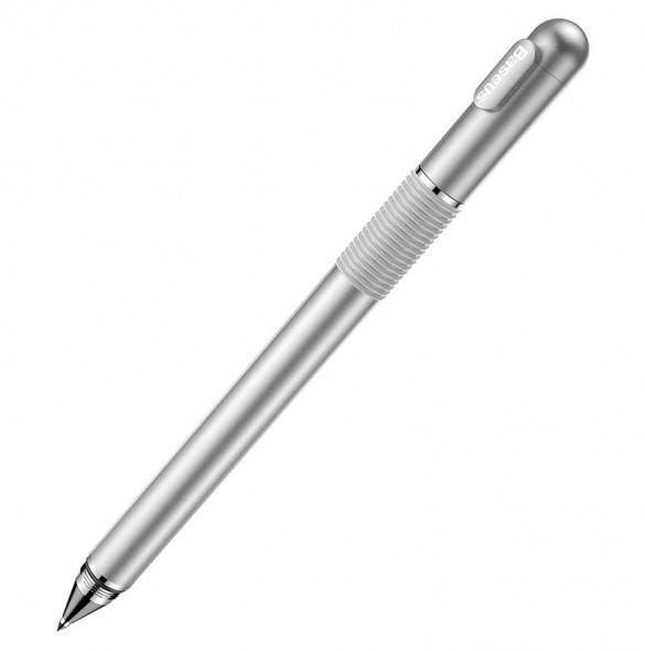 Baseus Golden Cudgel dubbelsidig kapacitiv penna med precisionsskiva och gelpenna silver (ACPCL-0S)