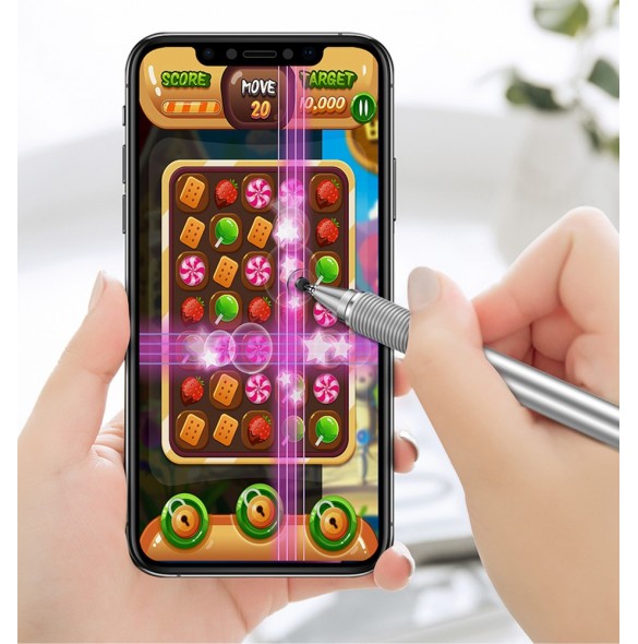 Baseus Golden Cudgel dubbelsidig kapacitiv penna med precisionsskiva och gelpenna silver (ACPCL-0S)