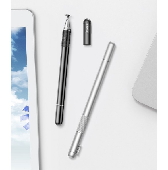 Baseus Golden Cudgel dubbelsidig kapacitiv penna med precisionsskiva och gelpenna silver (ACPCL-0S)
