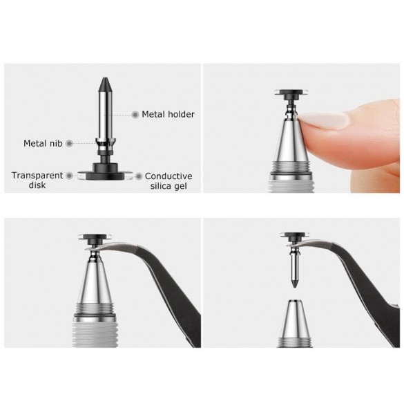 Baseus Golden Cudgel dubbelsidig kapacitiv penna med precisionsskiva och gelpenna silver (ACPCL-0S)