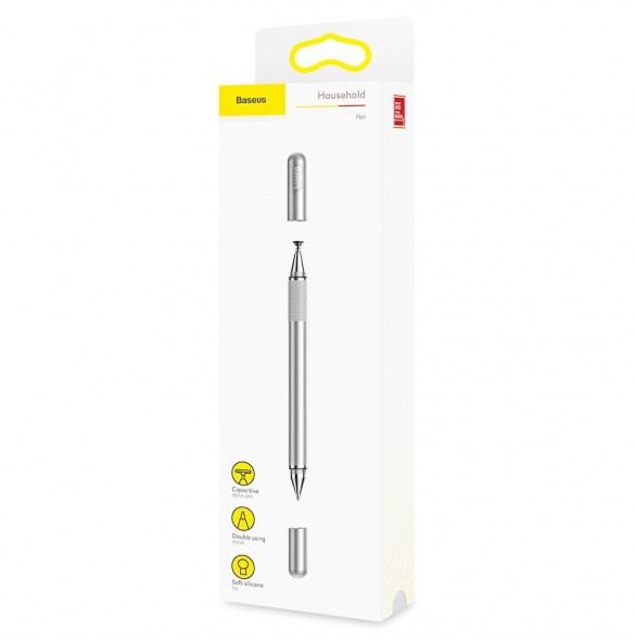 Baseus Golden Cudgel dubbelsidig kapacitiv penna med precisionsskiva och gelpenna silver (ACPCL-0S)
