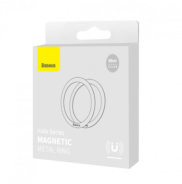 Baseus Halo Series magnetisk ring (2 st/förpackning) silver (PCCH000012)