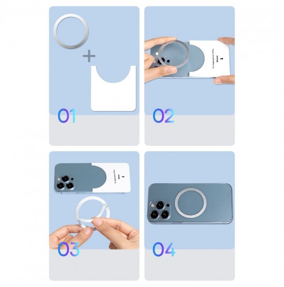 Baseus Halo Series magnetisk ring (2 st/förpackning) silver (PCCH000012)