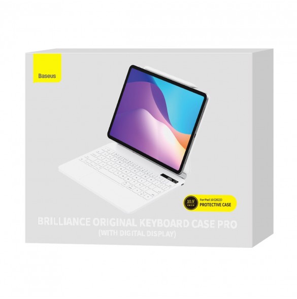 Baseus Brilliance magnetfodral trådlöst tangentbord med display iPad 10 10,9" (2022) vit