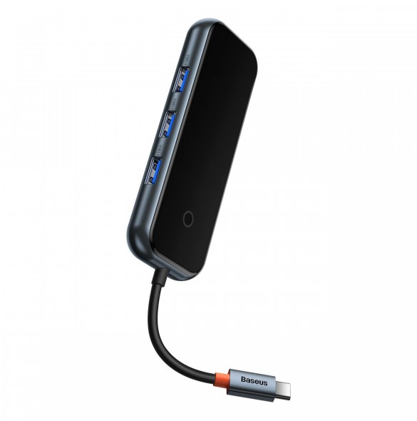 Baseus AcmeJoy HUB 4-portar (USB-C till 1x USB-C PD&Data/3x USB3.0) mörkgrå (WKJZ010013)