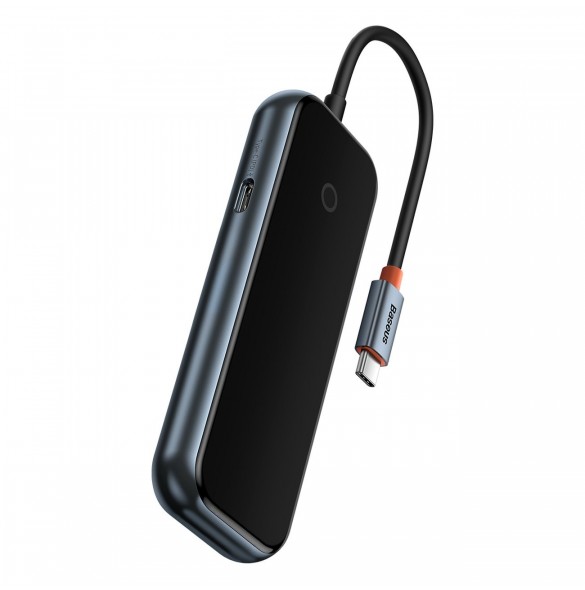 Baseus AcmeJoy HUB 4-portar (USB-C till 1x USB-C PD&Data/3x USB3.0) mörkgrå (WKJZ010013)